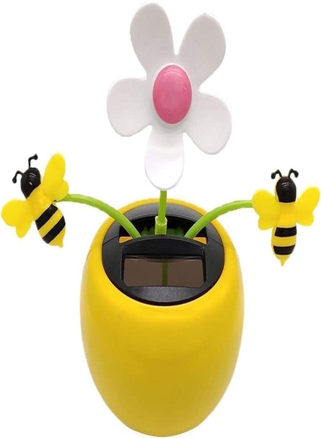 Mozff Yellow for Apple Blossom Solar Dancing Flower Sunflower Toy, Figurines Ornament, Car Swinging Decoration, Windowsill Honey Bee Swing, Solar Power Kits, Decorations - Image 1